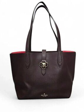 KATE SPADE Kaci Chocolate Cherry Leather Large Tote Bag